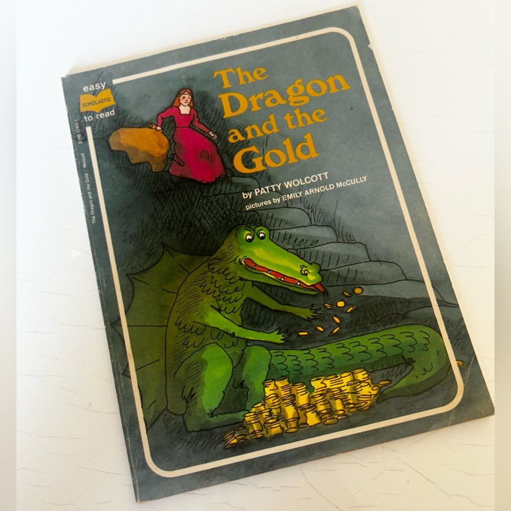 Vintage 80s Green Dragon and Gold Adventure Kids Book Easy To Read